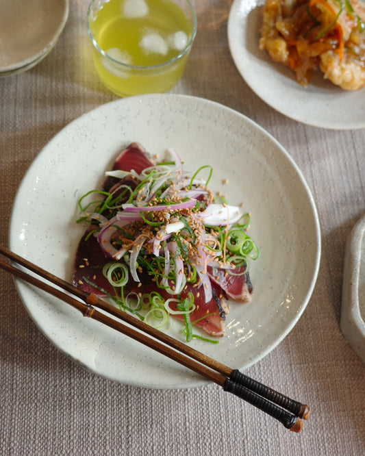 7寸皿　荒粉引（美濃焼）