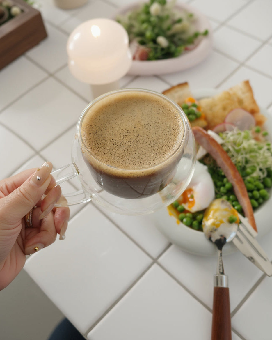 マドラー付きダブルガラスカップセット