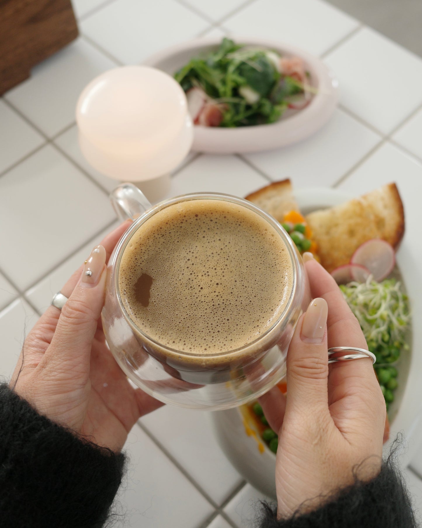 マドラー付きダブルガラスカップセット