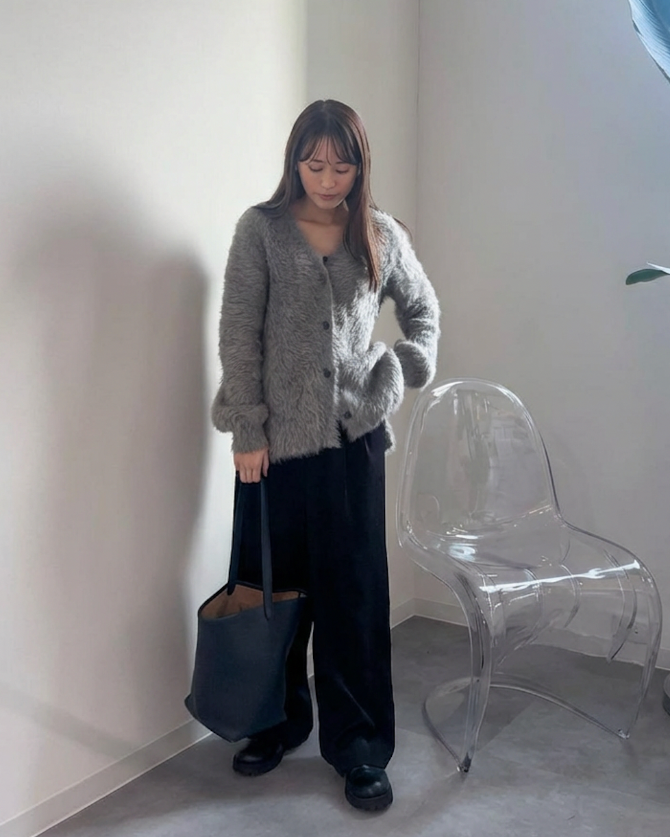 Mejular original ヘアリーニットカーディガン