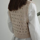 V neck holed knit vest