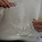 Round glass teapot