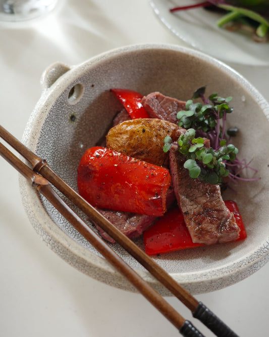 錆かいらぎ片口変形4.5寸鉢（美濃焼）