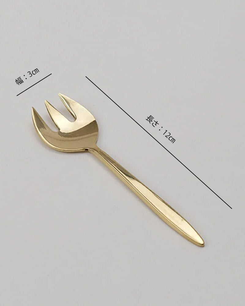 BRASSで出来た丸いフォルムのデザートフォーク（小）