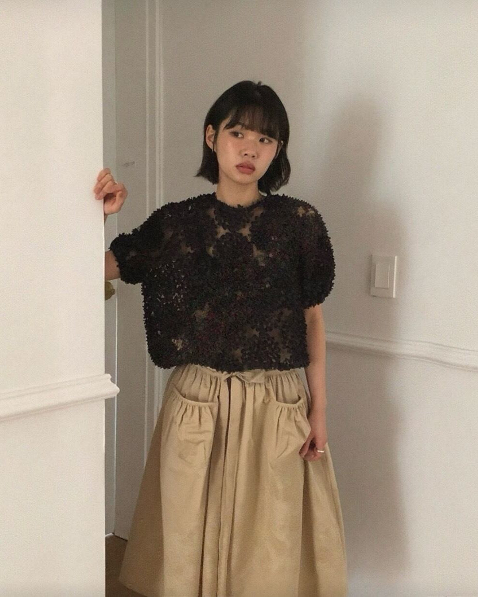 フラワーレースシースルーブラウス