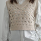 V neck holed knit vest