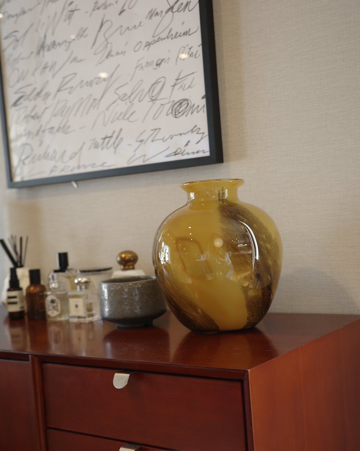 マーブルアンバーフラワーベース