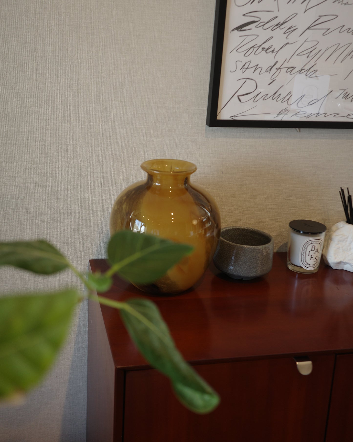 マーブルアンバーフラワーベース