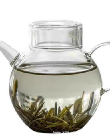 Round glass teapot