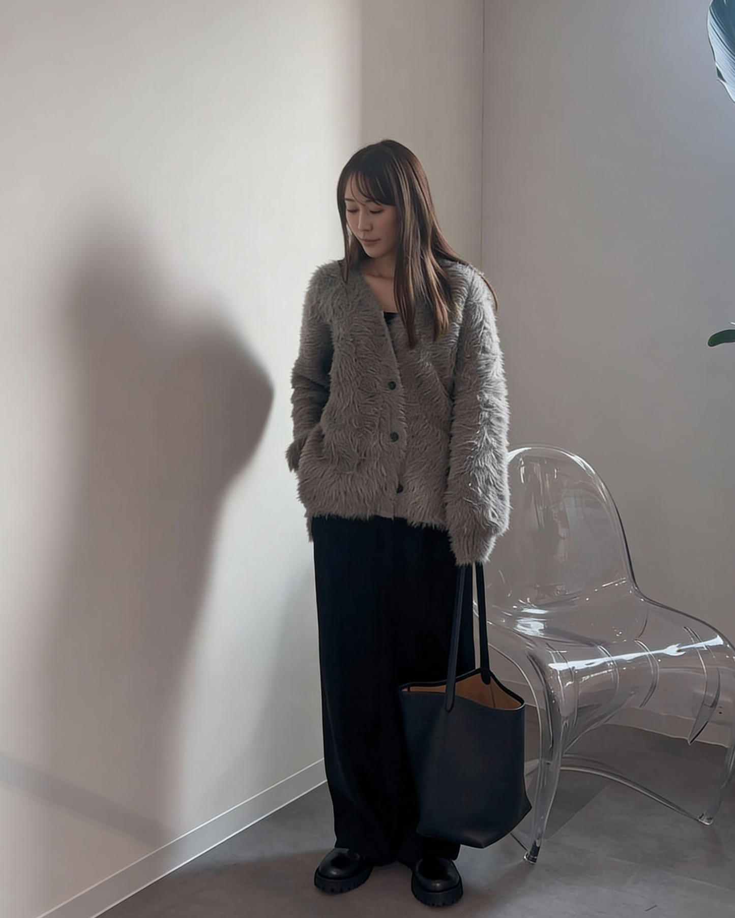 Mejular original ヘアリーニットカーディガン