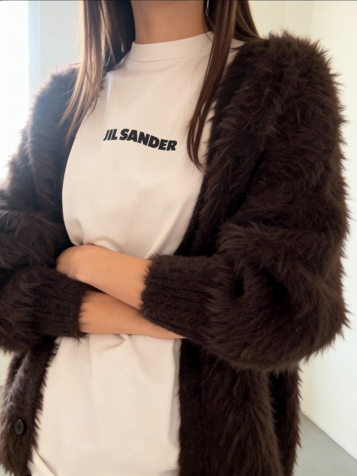 Mejular original ヘアリーニットカーディガン